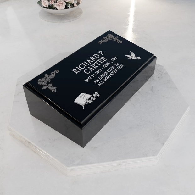 Luxury Beveled Granite Memorial with Doves & Laurel