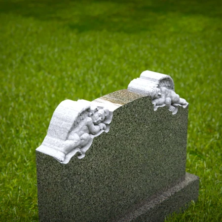 1443 - Children’s Memorial Headstone with Twin Sleeping Angels - 3