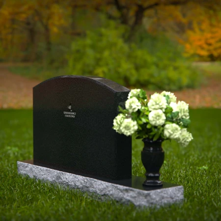 1295 - Elegant Waved Granite Headstone with Single Flower Vase - 6