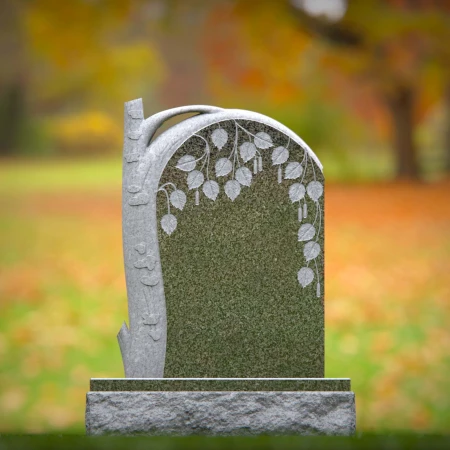 1516 - Granite Headstone with Weeping Willow Tree Design - 3