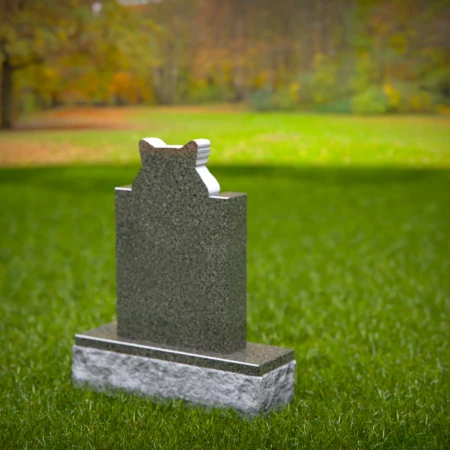 1466 - Custom Green Granite Cat Memorial Headstone with 3D Carved Cat Relief - 7