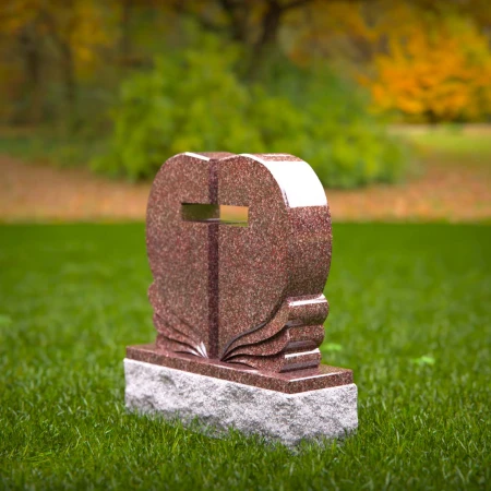 1395 - Heart-Shaped Christian Memorial Headstone with Cross Cutout - 6