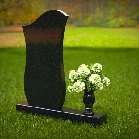 1317 - Contemporary Granite Headstone with Unique Curved Design and Vase - 55