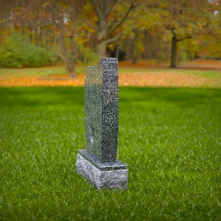 1469 - Unique Granite Memorial Headstone with Elegant Tulip Carving - 7