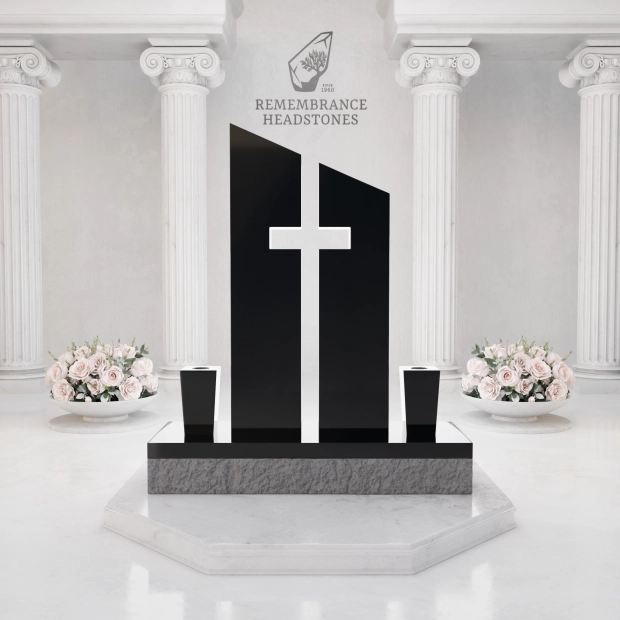  Luxury Companion Upright Headstone with Cross Cutout