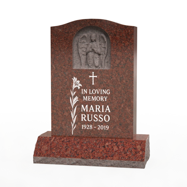 1205023 - Upright Monument With Carved Angel Relief in Serene Landscape