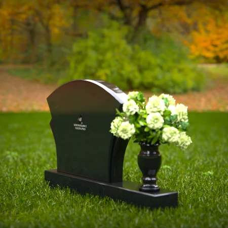 1267 - Unique Granite Headstone with Artistic Arch Design and Floral Vase – A Timeless Tribute - 34