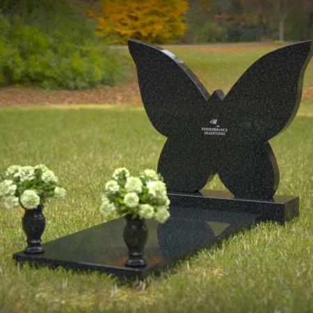 1252 - Butterfly-Shaped Granite Headstone for Children - Elegant Memorial Design - 5