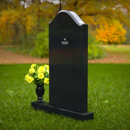 1316 - Elegant Single Granite Headstone with Curved Top and Flower Vase - 55