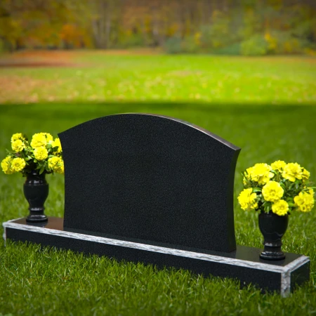 1309 - Arched Granite Headstone with Dual Flower Vases - 52