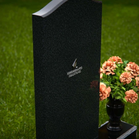 1286 - Upright Granite Headstone with Elegant Curved Top and Vase - 55