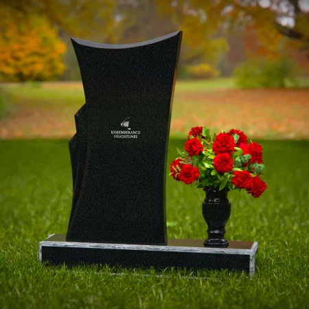 1308 - Contemporary Granite Headstone with Unique Shape and Flower Vase - 50