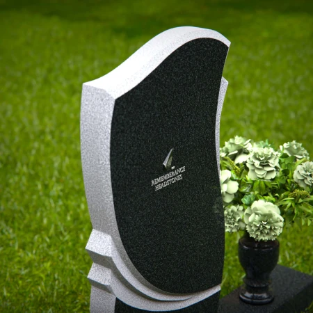 1303 - Elegant Granite Headstone with Curved Design and Flower Vase - 55