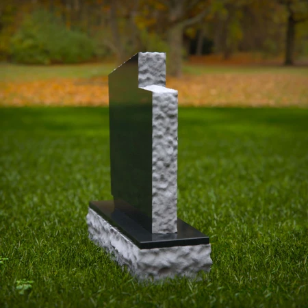 1256 - Unique Two-Tone Granite Headstone with Star of David Accent – Elegant Memorial Design - 42