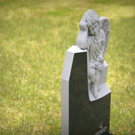 1240 - Angel Sitting on Granite Headstone – Elegant Memorial Tribute - 40