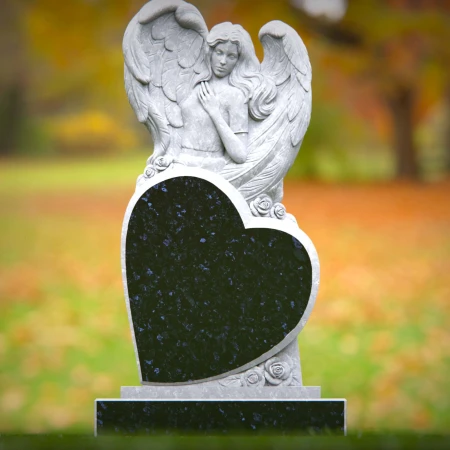 1531 - Heart-Shaped Angel Memorial Headstone - 3