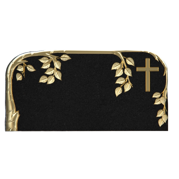 1301050 - Eleganter Granit-Schrägkopfstein mit goldenem Kreuz- und Rankendesign