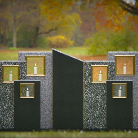 1250 - Modern Multi-Panel Granite Headstone with Candle Display 