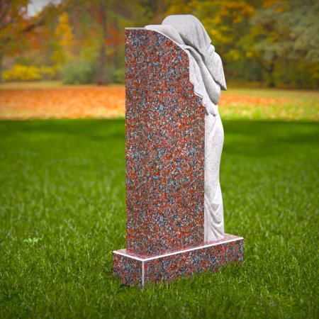 1509 - Granite Memorial Headstone with Mourning Angel Statue - 3