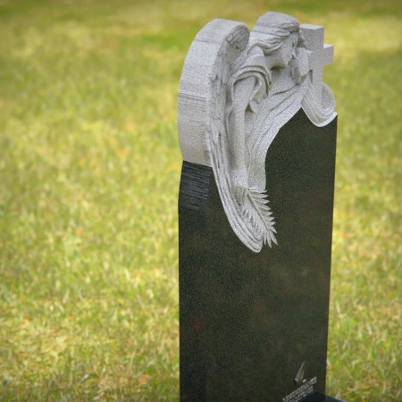 1238 - Angelic Design Granite Headstone with Cross for Memorials - 51