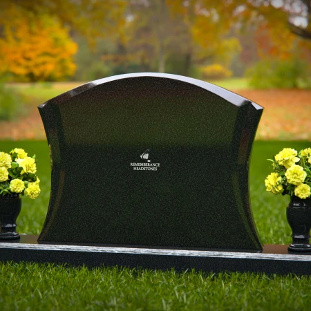 1306 - Waved Granite Headstone with Dual Flower Vases - 52