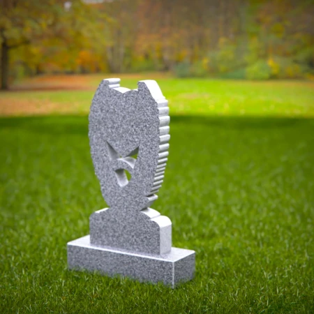 1553 - Unique Granite Swan and Heart Memorial Headstone - 7