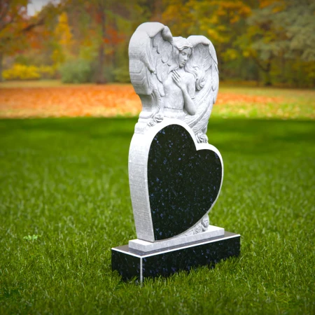 1531 - Heart-Shaped Angel Memorial Headstone - 8