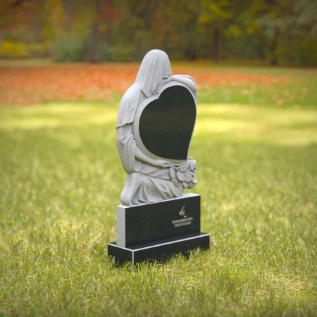 1242 - Heart-Shaped Granite Headstone with Angel Design – Memorial Tribute - 41