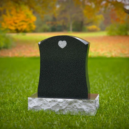 1591 - Black Granite Headstone with Heart Engraving – Elegant & Timeless Memorial