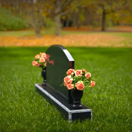 1313 - Arched Granite Headstone with Dual Flower Vases - 55