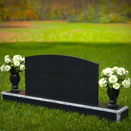 1279 - Double Vase Granite Headstone with Gently Arched Design - 1