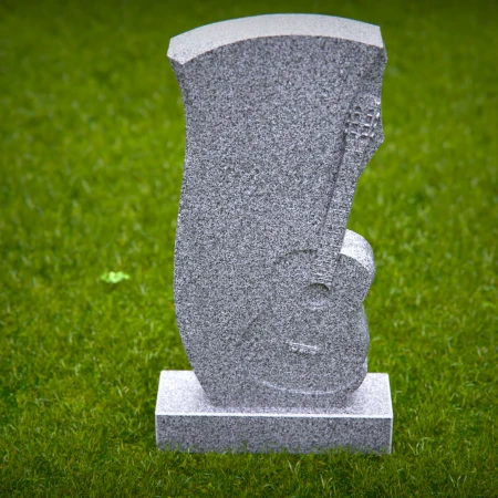 1500 - Granite Memorial Headstone with Guitar Carving - 2