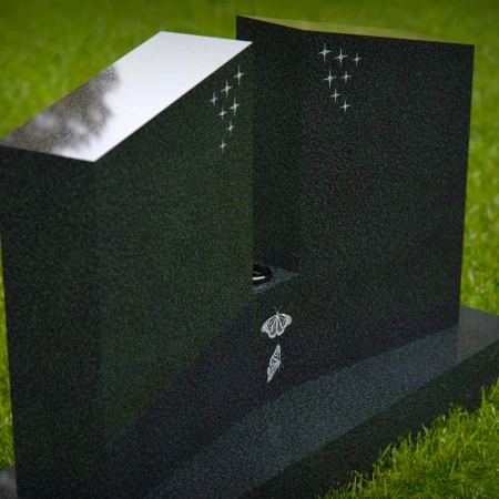 1608 - Modern Split Memorial Headstone with Stars and Butterflies - 5