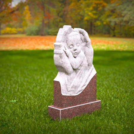 1442 - Children’s Memorial Headstone with Sleeping Baby in Angel Hands - 6