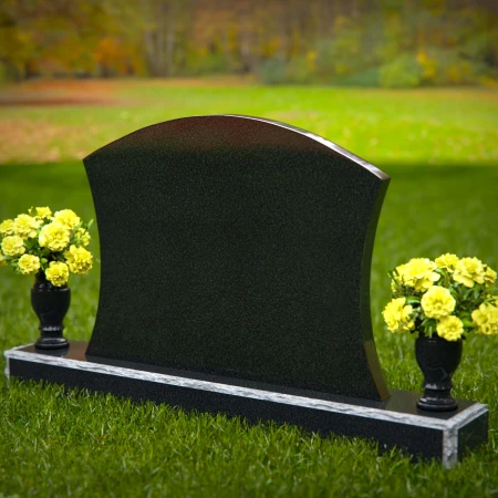 1306 - Waved Granite Headstone with Dual Flower Vases - 55