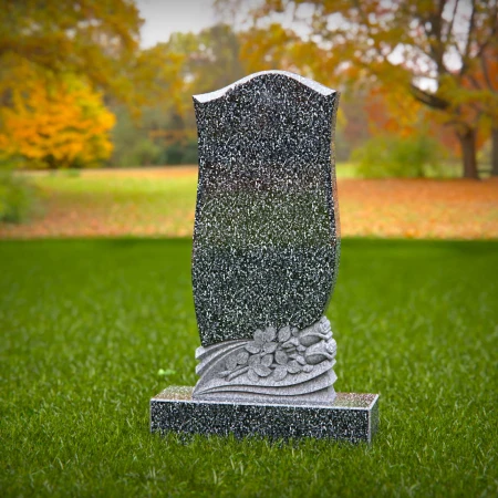 1497 - Granite Headstone with Floral Engraving – Elegant Memorial Design