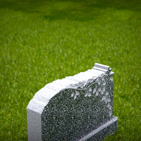 1544 - Classic Granite Headstone with Cross and Vine Leaf Engraving - 8