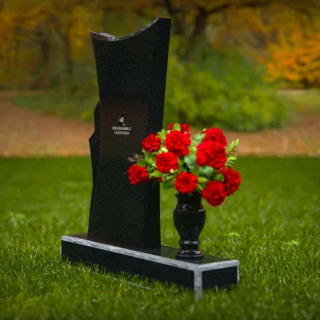 1308 - Contemporary Granite Headstone with Unique Shape and Flower Vase - 56