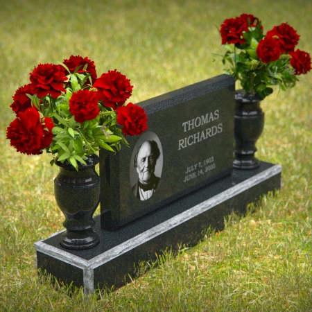 1247 - Classic Granite Headstone with Elegant Engraving - 50