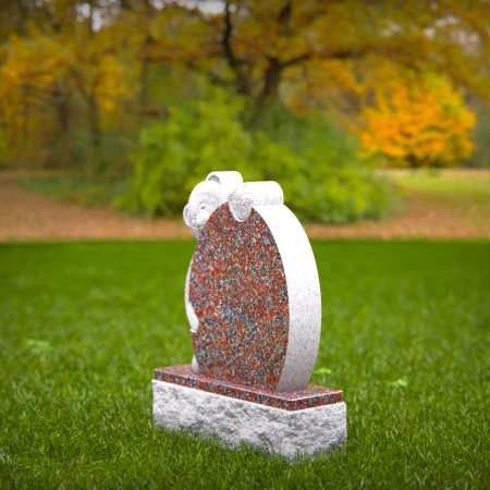 1455 - Teddy Bear Child Memorial Headstone in Red Granite - 7