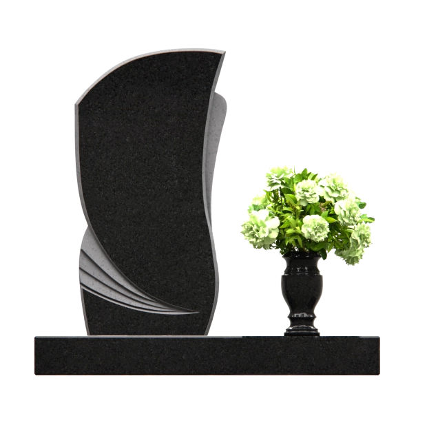 1201004 - Elegant Curved Granite Headstone With Modern Carved Accents