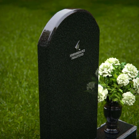 1294 - Classic Arched Granite Headstone with Single Flower Vase - 55