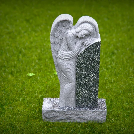 1513 - Granite Angel Headstone with Hand-Carved Sculpture - 3