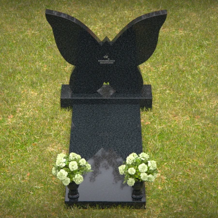 1252 - Butterfly-Shaped Granite Headstone for Children - Elegant Memorial Design - 8