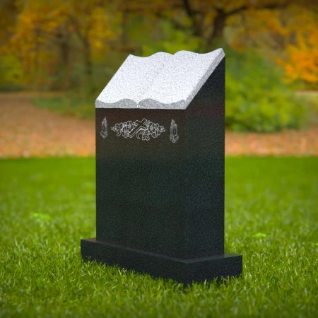 1600 - Book-Shaped Memorial Headstone with Religious Engravings - 7