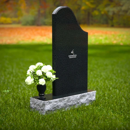 1335 - Elegant Sloped Headstone with Floral Vase - 45