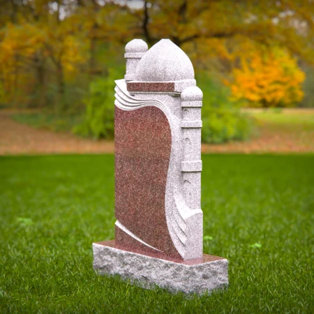 1502 - Granite Memorial Headstone with Architectural Dome Design - 7