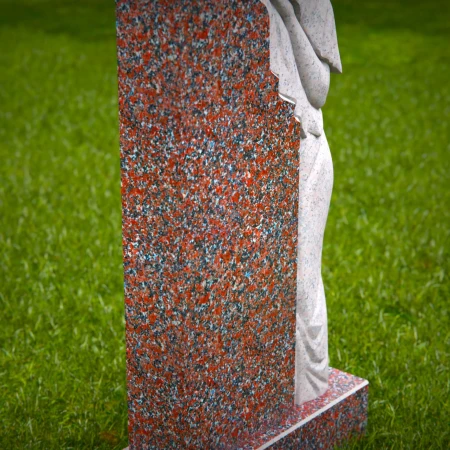 1509 - Granite Memorial Headstone with Mourning Angel Statue - 1