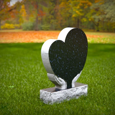 1448 - Heart-Shaped Memorial Headstone with Embracing Hands - 2