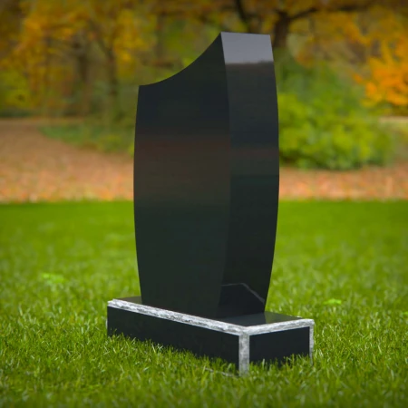 1587 - Sleek Curved Black Granite Headstone – Modern & Elegant Memorial - 4